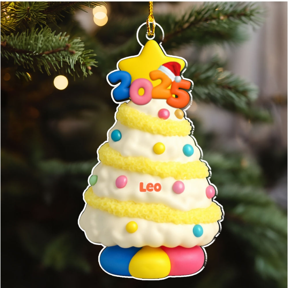 Custom Keepsake Christmas Ornament •  White New Pine Tree - Personalized Acrylic Ornament
