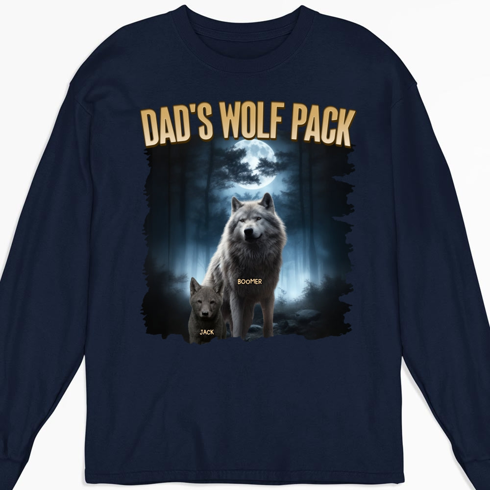 Custom Father's Day, Special Gift for Dad & Grandpa • Dad Wolf Pack - Personalized Shirt