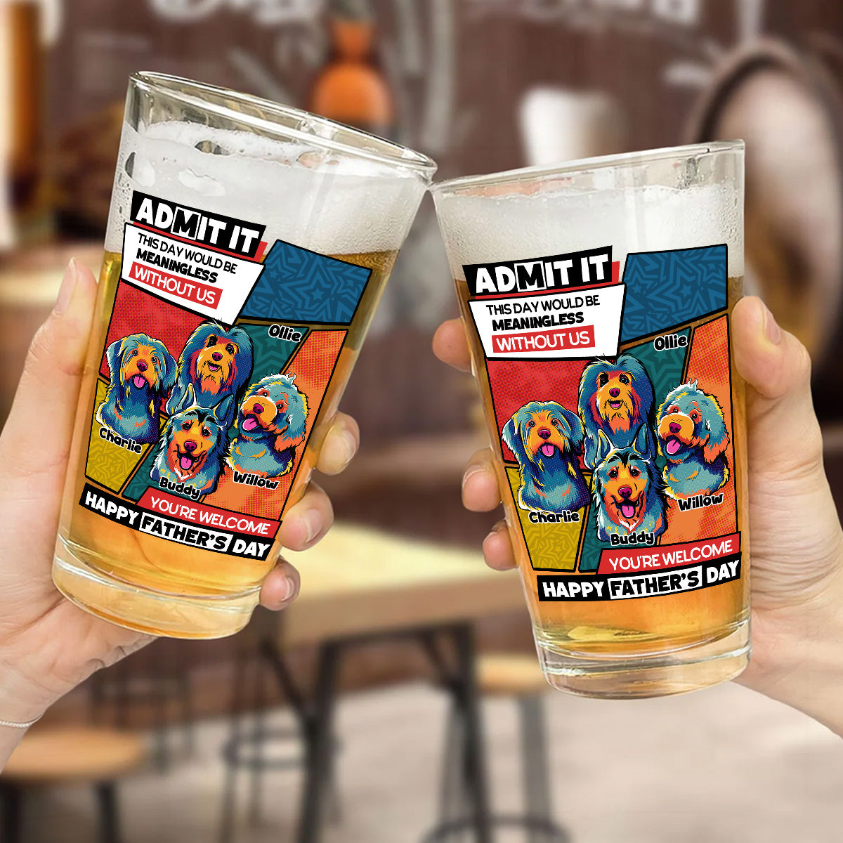 Meaningless Without Us - Personalized Beer Glass