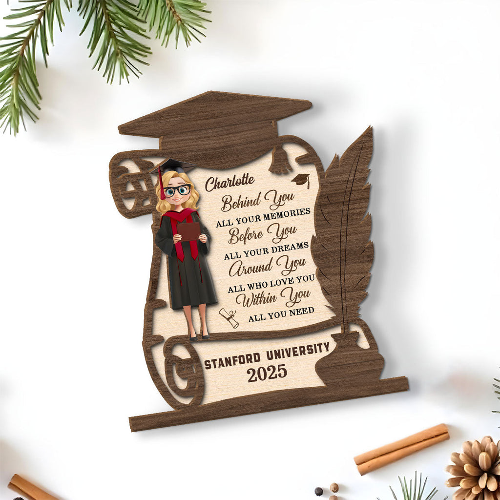 Custom Family Decor, Christmas Birthday Family Keepsake • All Your Dreams Come True - Personalized 2-Layer Wood Plaque With Flat Base