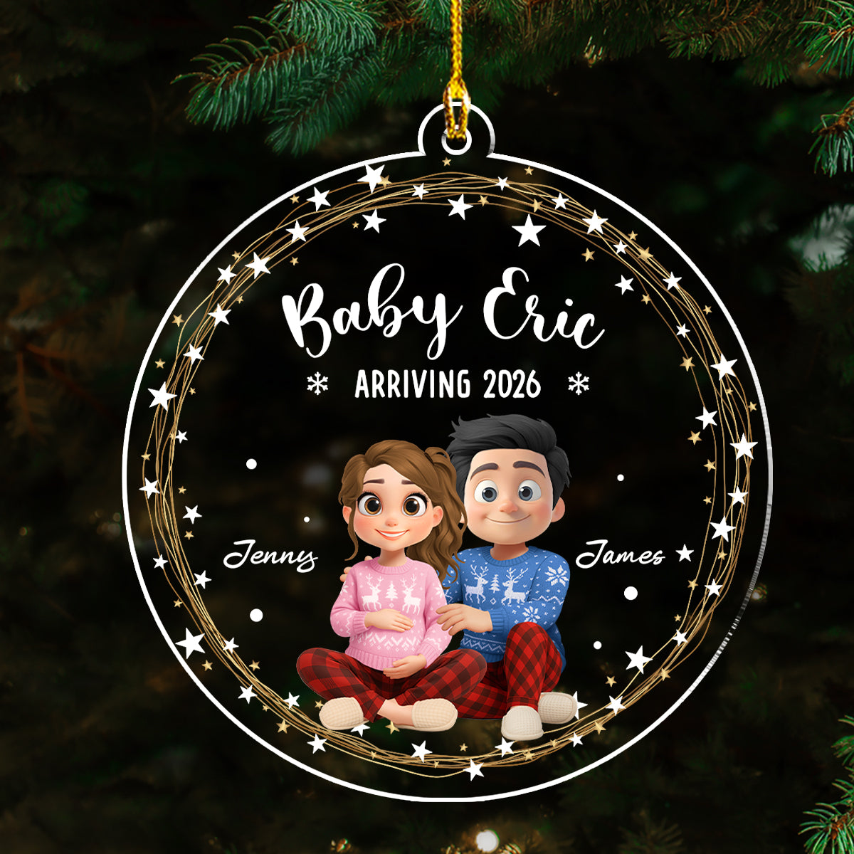 Custom Family Ornament, Christmas Gift for Family Members •  Arrive To This World - Personalized Acrylic Ornament