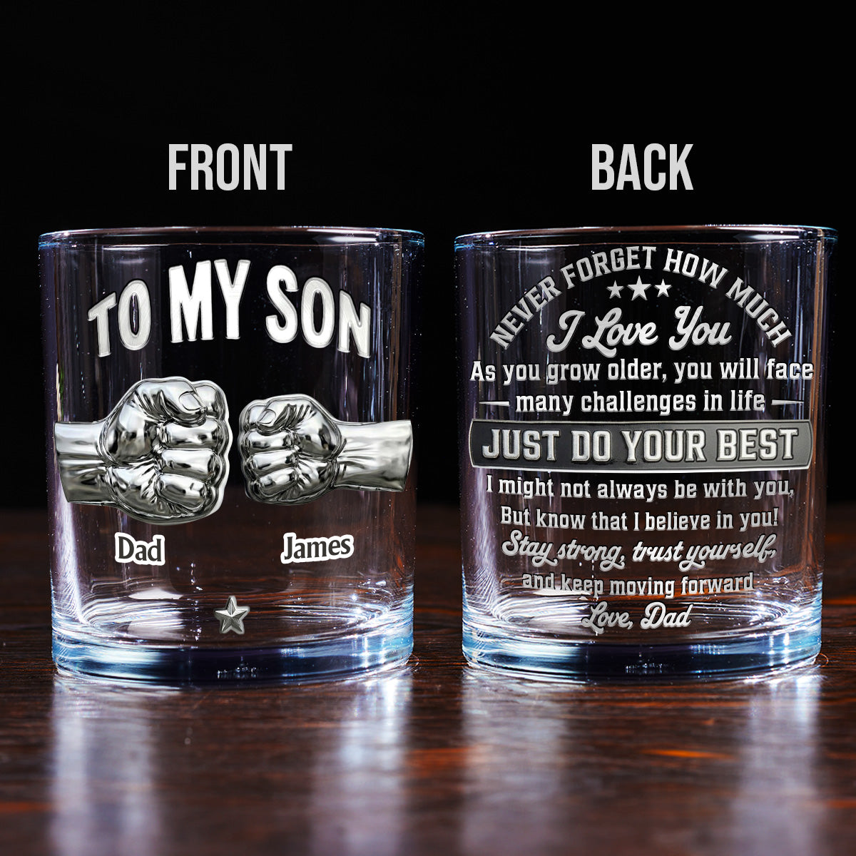 To My Son I Believe In You - Personalized Whiskey Glass