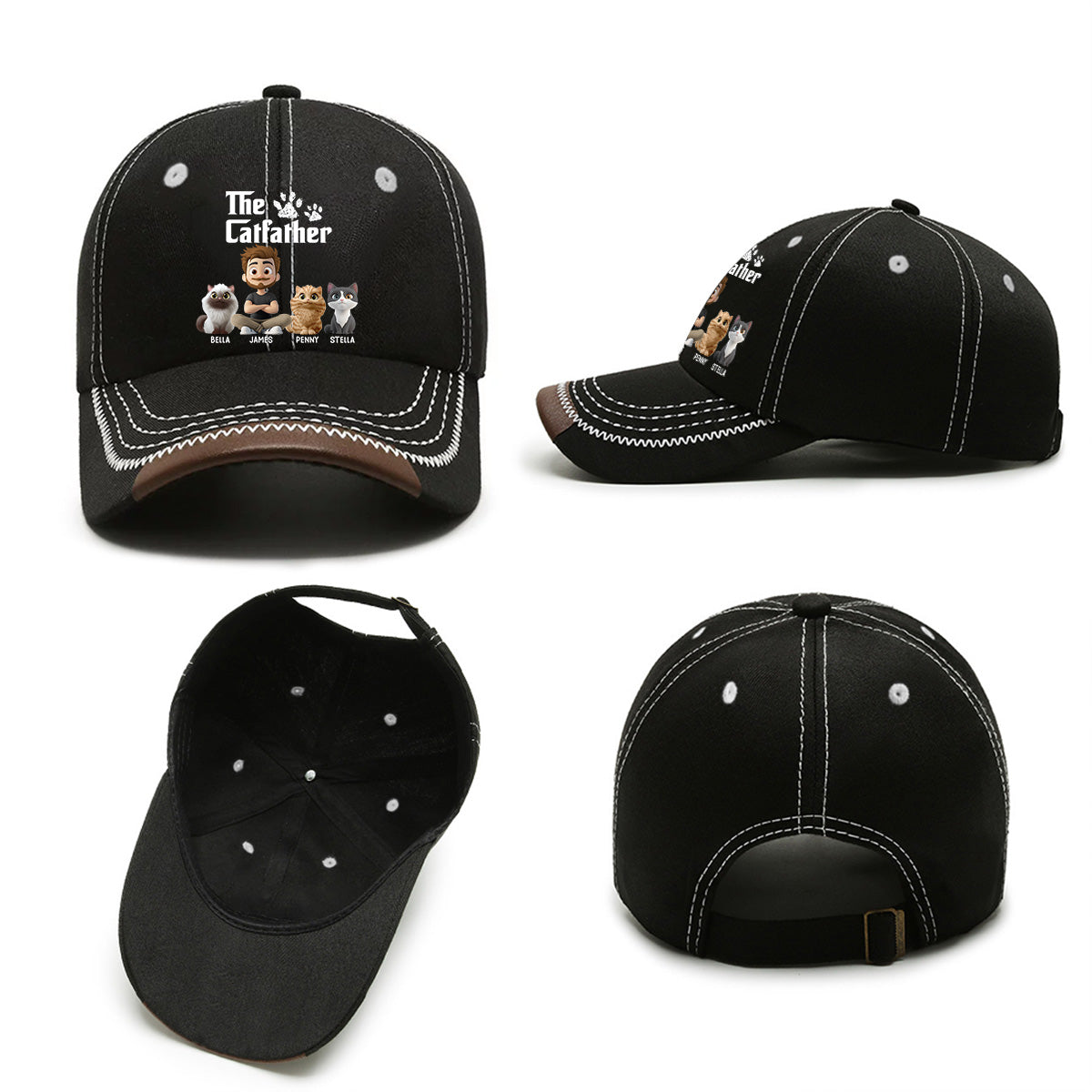 Cool Cat Father - Personalized Vintage Soft Baseball Cap