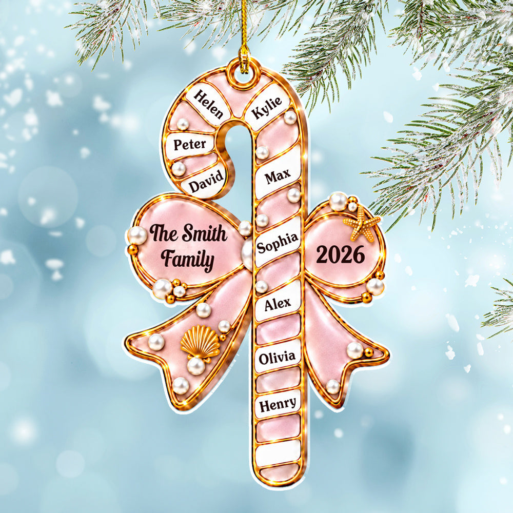 Custom Family Ornament, Christmas Gift for Family Members •  Candy Cane Family - Personalized Acrylic Ornament