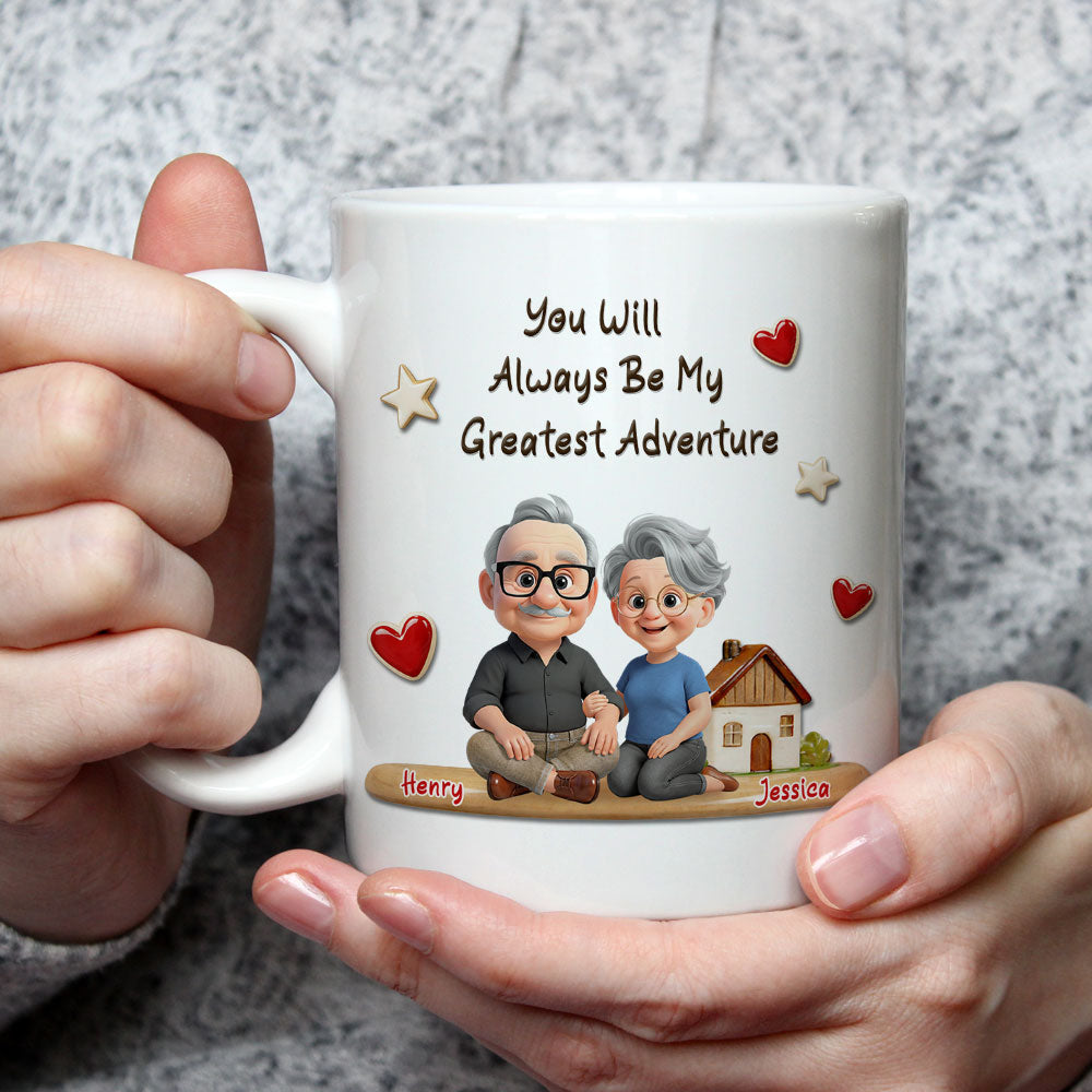 Custom Anniversary Keepsake Gifts For Couple • My Greatest Adventure - Personalized 3D Effect Mug