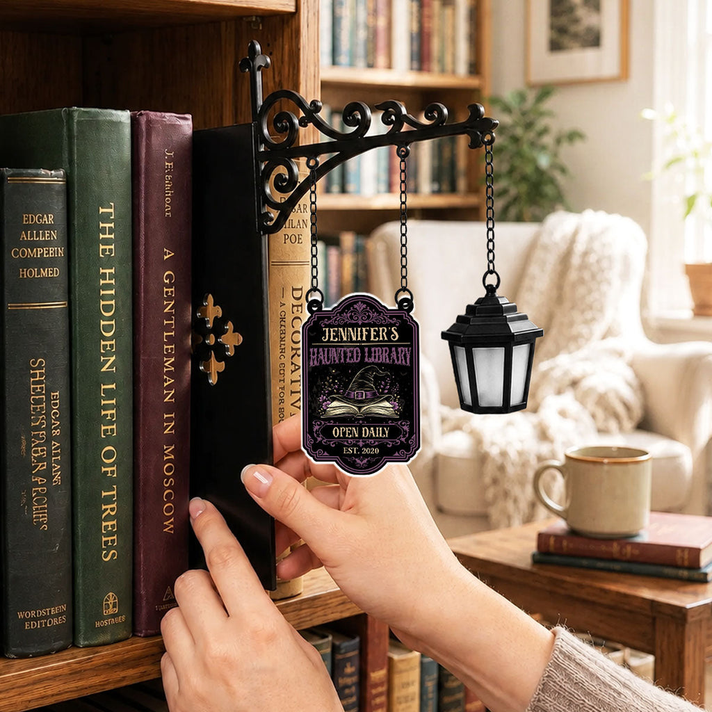 Every Book Has A Ghost - Personalized Bookshelf Lantern Light Sign