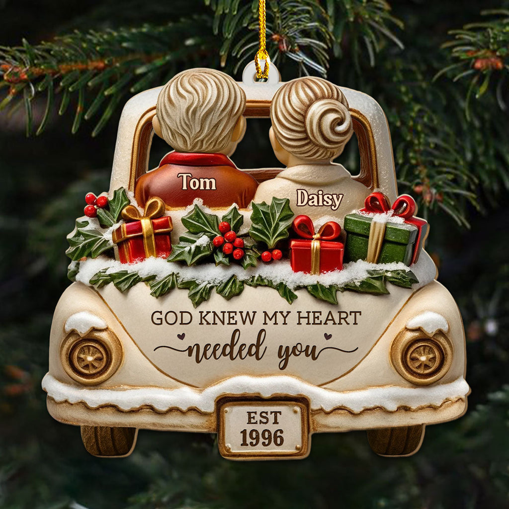 Custom Couple Christmas Ornament, Anniversary Gift •  Love Was My True Direction - Personalized 3D Effect Wood Ornament