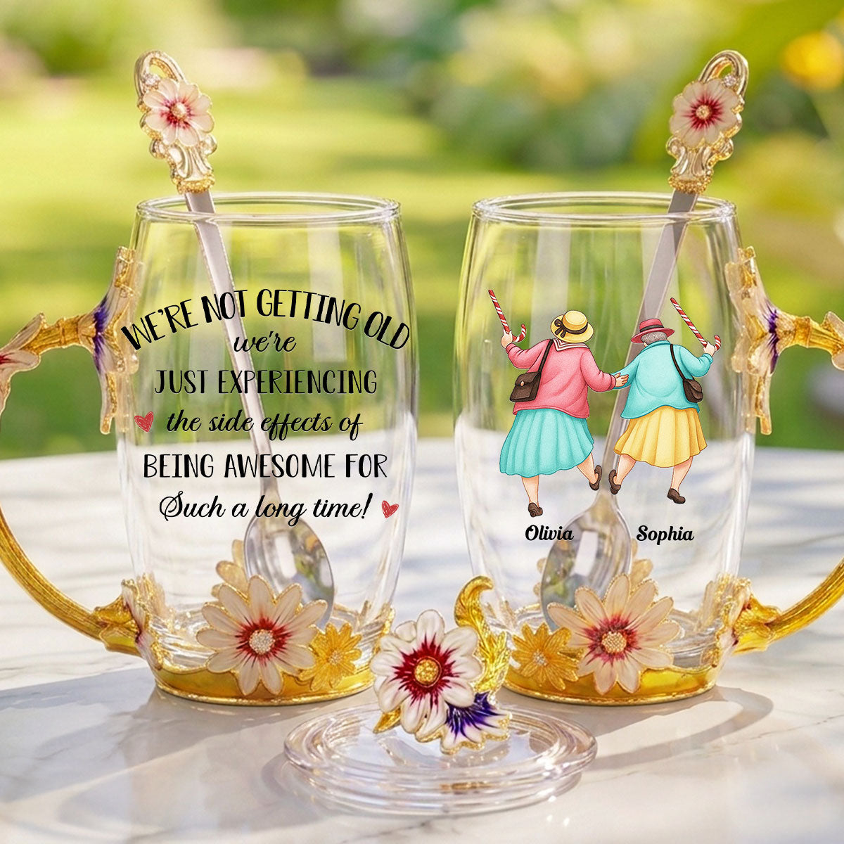 Not Getting Old - Personalized 14OZ Flower Tea Cup