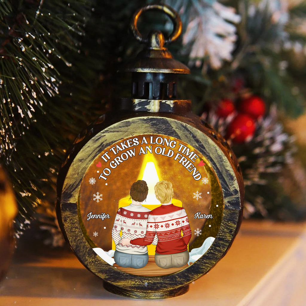 Custom Friendship Christmas, Best Friend Gift, Holiday Decor • True Friendship Takes Time - Personalized Christmas Lantern