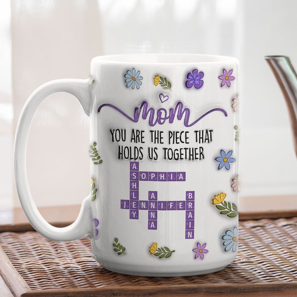 Custom Christmas & Birthday Keepsake Gift • Mom Holds Us Together - Personalized 3D Inflated Effect Mug