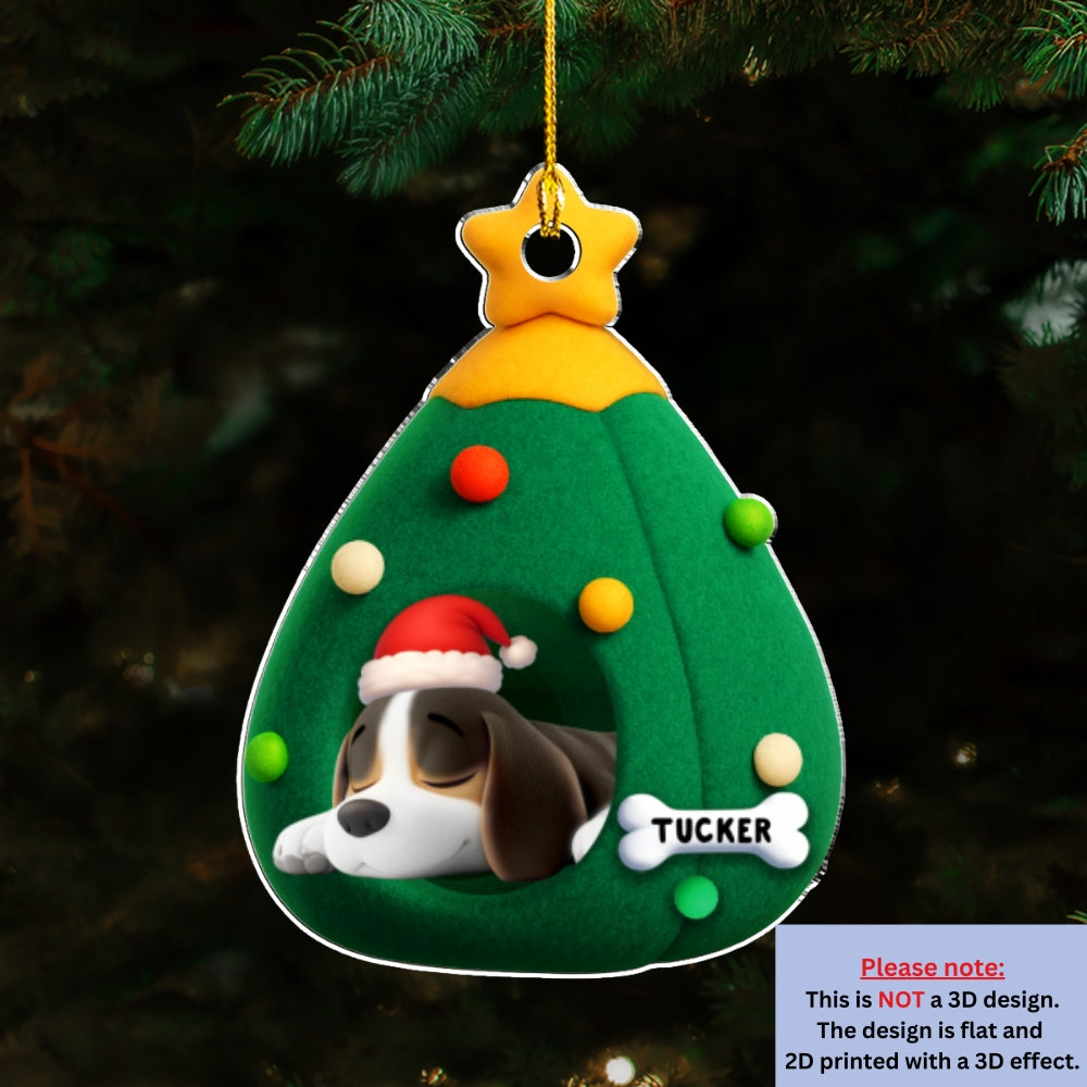 Custom Keepsake Christmas Ornament •  Santa Paws Cozy Tree - Personalized Acrylic Ornament