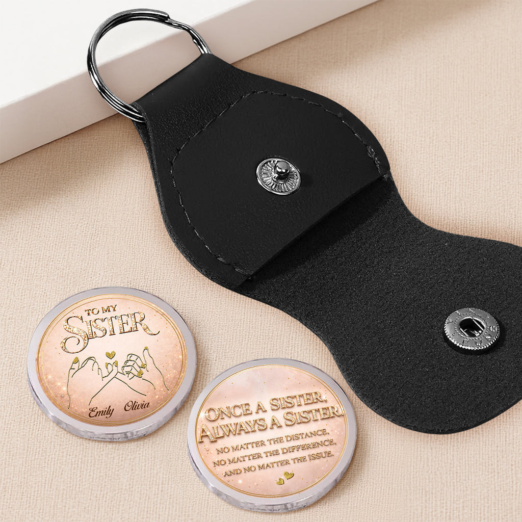 Custom Sister Siblings Coin Keychain, Christmas Birthday Gifts • Soulmate Sister - Personalized Pocket Hug