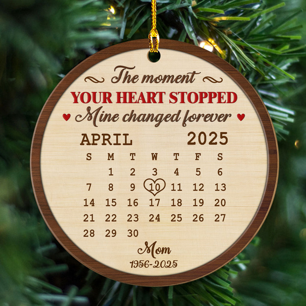 Custom Memorial Christmas Ornament, Sympathy Keepsake •  The Moment - Personalized Wood Ornament