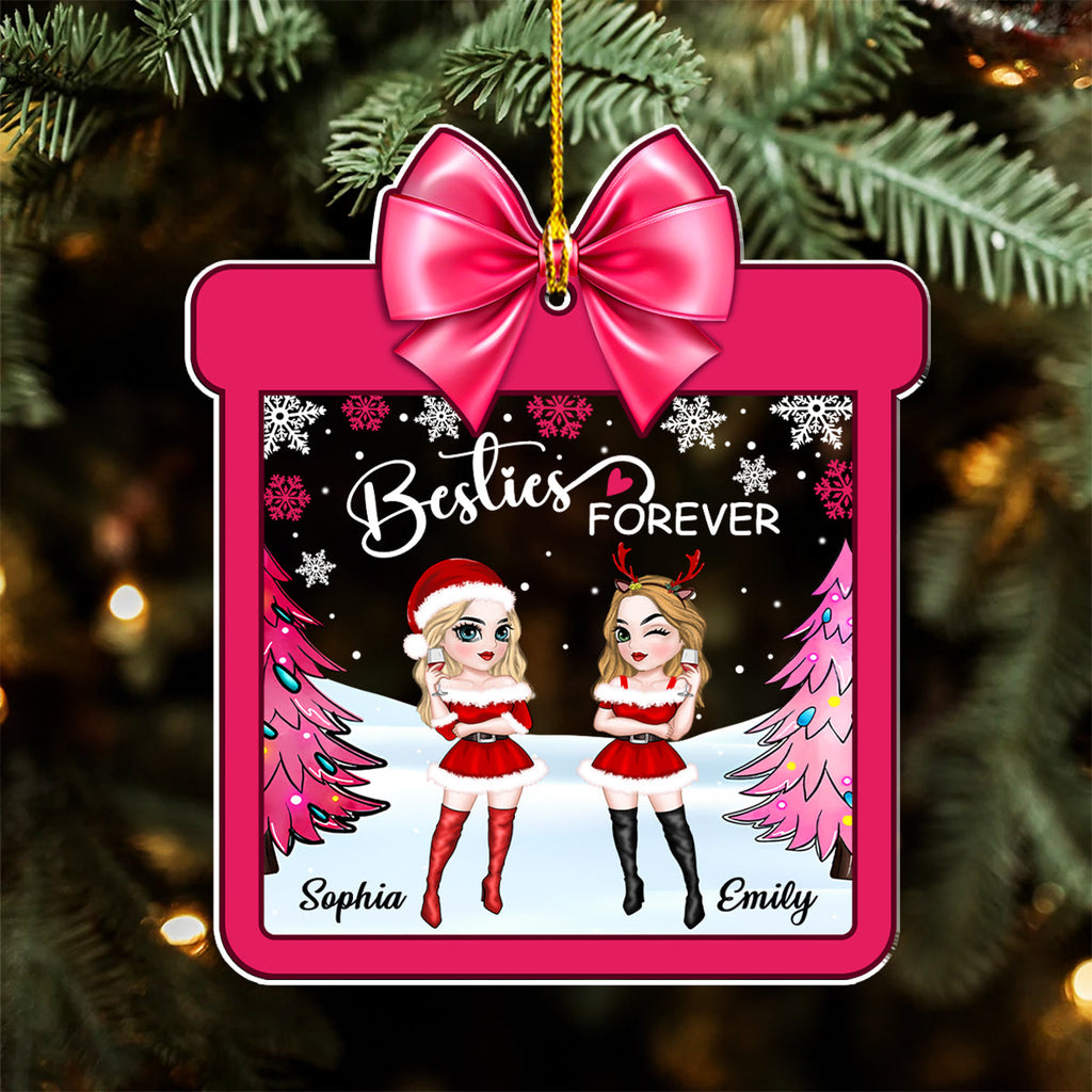 Custom Friendship Christmas Ornament, Best Friend Gift •  Christmas With Besties - Personalized Acrylic Ornament