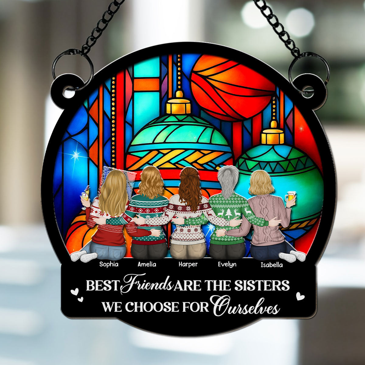Custom Christmas Hanging Decor, for Best Friend, Friendship Gifts • Warm Wishes From Your Bestie - Personalized Suncatcher