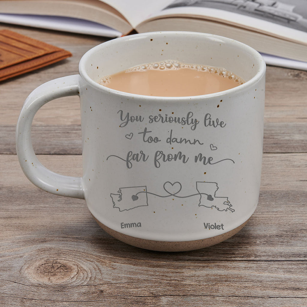 Custom Best Friend, Christmas & Birthday Friendship Keepsake Gift • I Hate How Far You Are - Personalized Engraved Pottery Mug