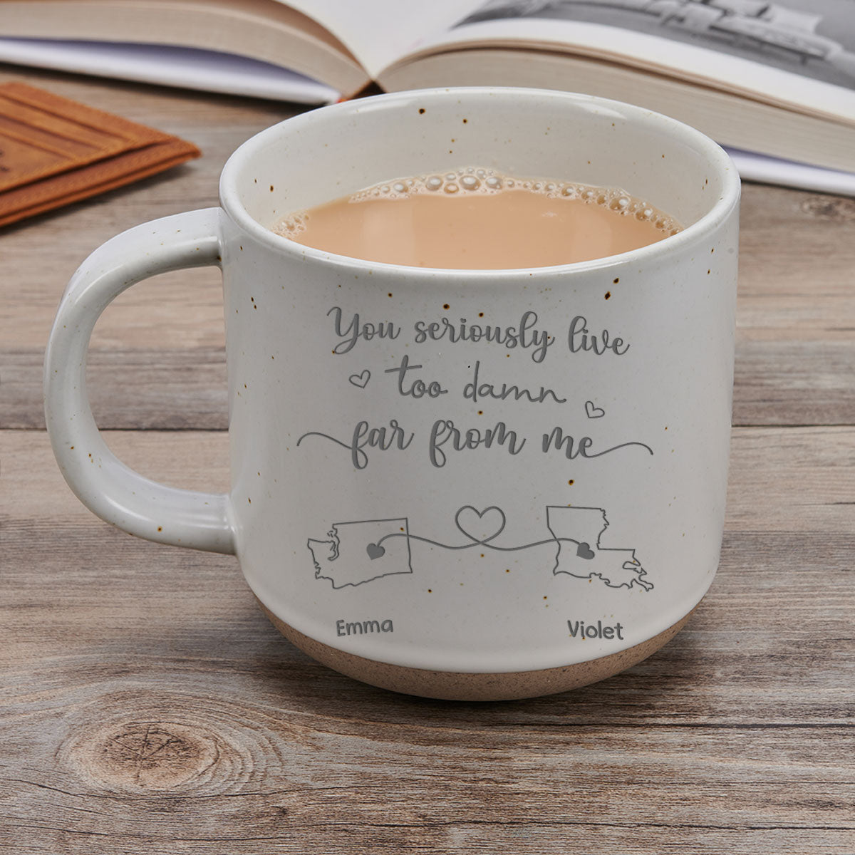 Custom Best Friend, Christmas & Birthday Friendship Keepsake Gift • I Hate How Far You Are - Personalized Engraved Pottery Mug