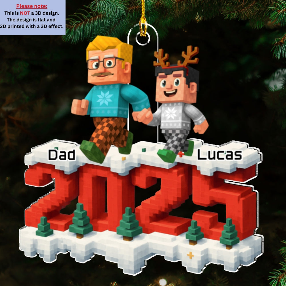 Custom Family Ornament, Christmas Gift for Family Members •  Just Us In This Year - Personalized 3D Effect Acrylic Ornament