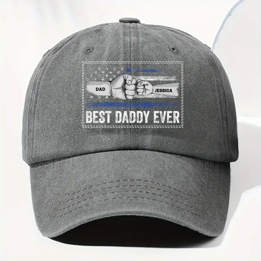 Custom Christmas Headwear Birthday Gifts for Dad • His Strength Begins With Love - Personalized Vintage Washed Denim Cap