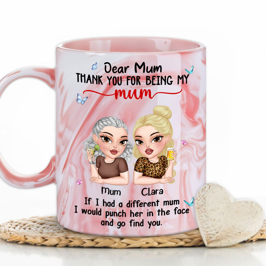 Custom Mother's Day Gift for Mom & Grandma • You Are My Only Mom - Personalized Pink Marble Mug