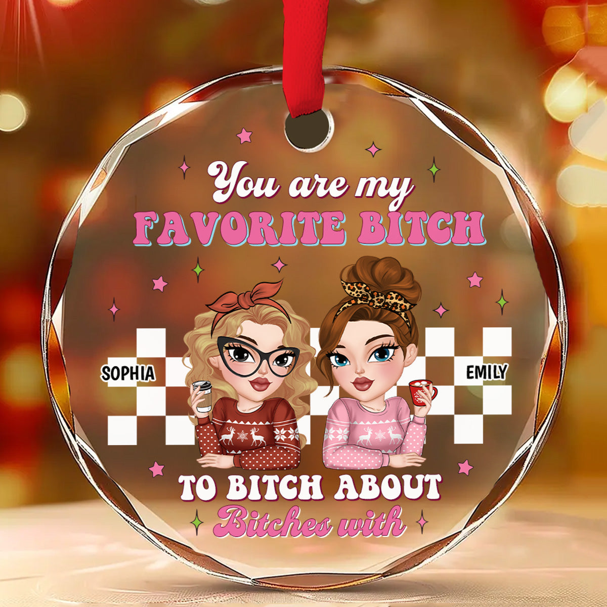 Custom Friendship Christmas Ornament, Best Friend Gift •  You Are My Favorite Person to Vent About Others With - Personalized Glass Ornament
