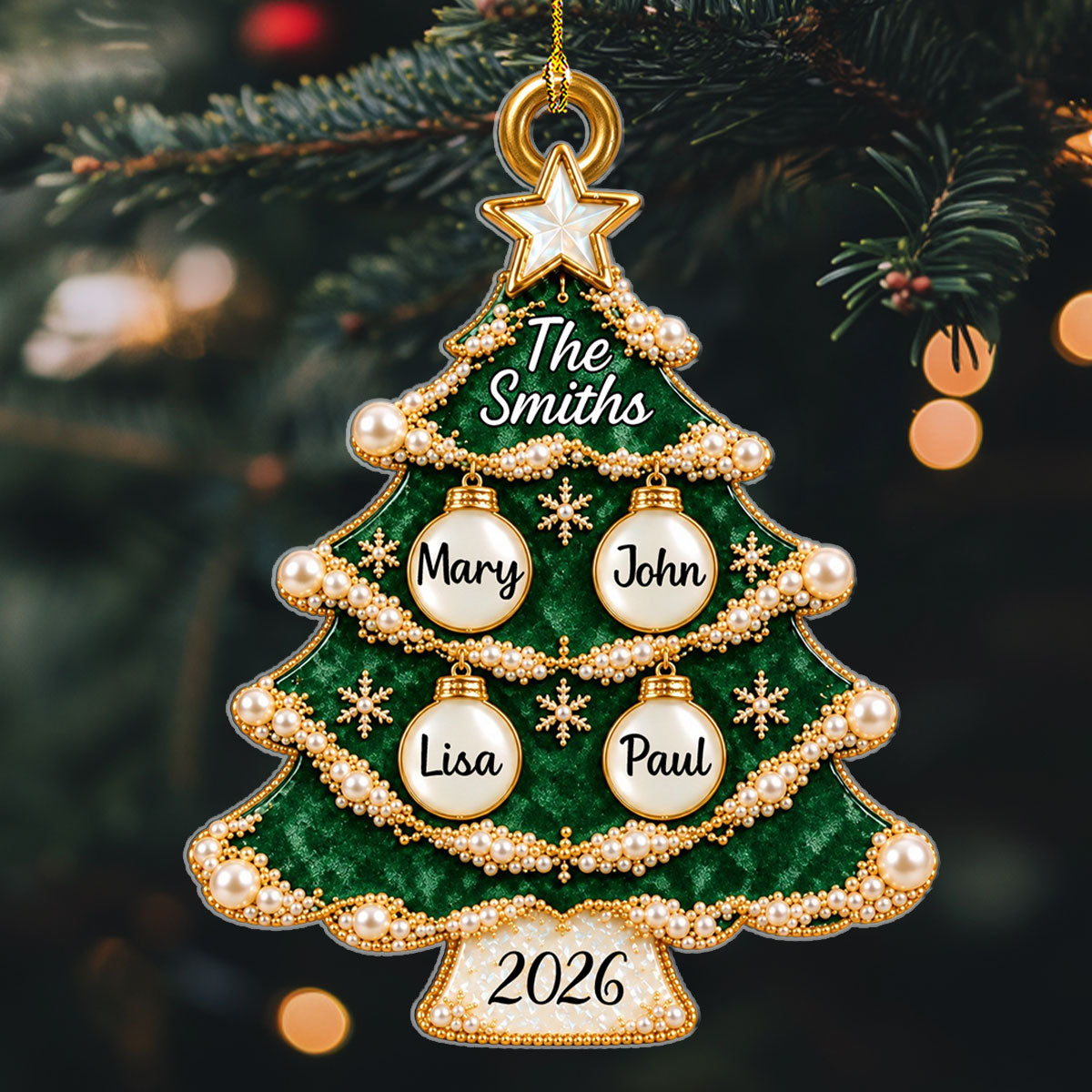 Custom Family Ornament, Christmas Gift for Family Members •  Christmas Tree of Love - Personalized Acrylic Ornament
