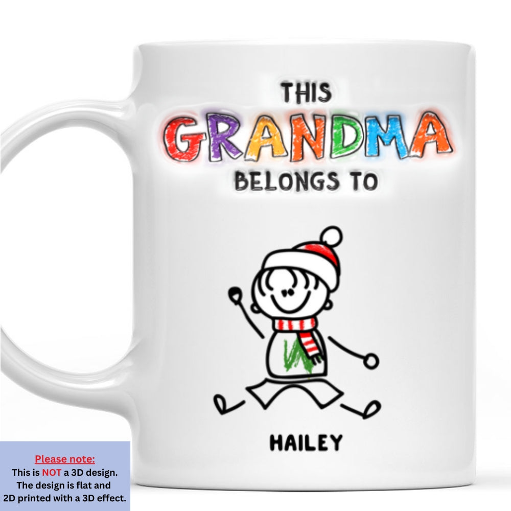 Custom Christmas & Birthday Gift For Grandma • Loved By My Grandkids - Personalized 3D Inflated Effect Mug