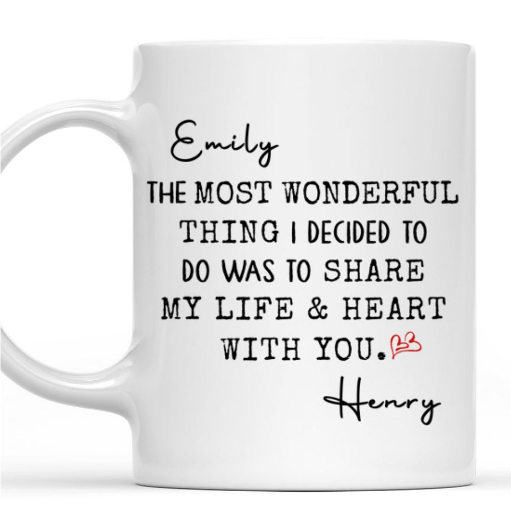 Custom Anniversary Keepsake Gifts For Couple • My Life And My Heart - Personalized Coffee Mug