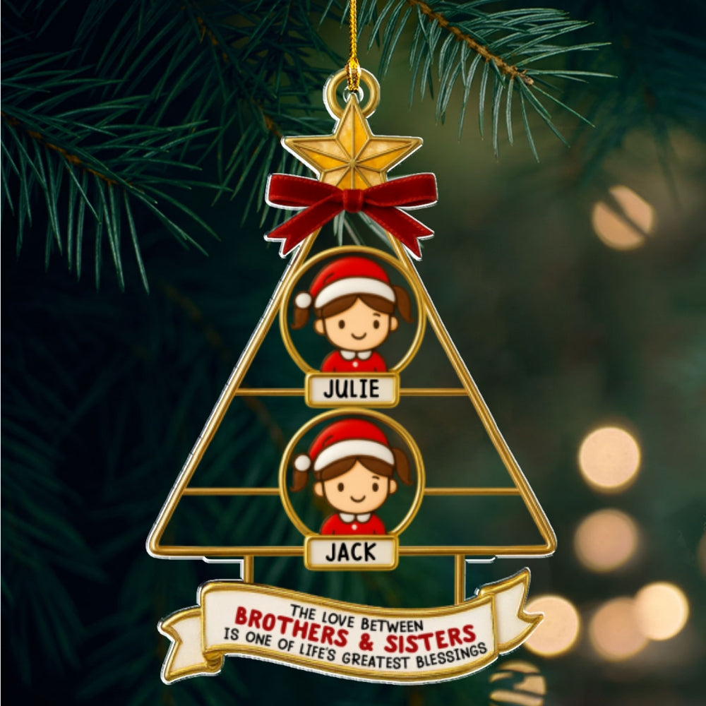 Custom Brothers & Sisters Christmas Ornament •  Siblings Memories Tree - Personalized Acrylic Ornament