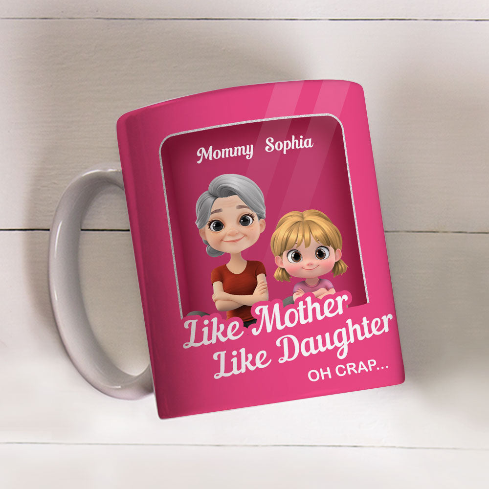 Custom Christmas & Birthday Gift for Daughter • Cute Mom And Daughter Cartoon - Personalized Coffee Mug