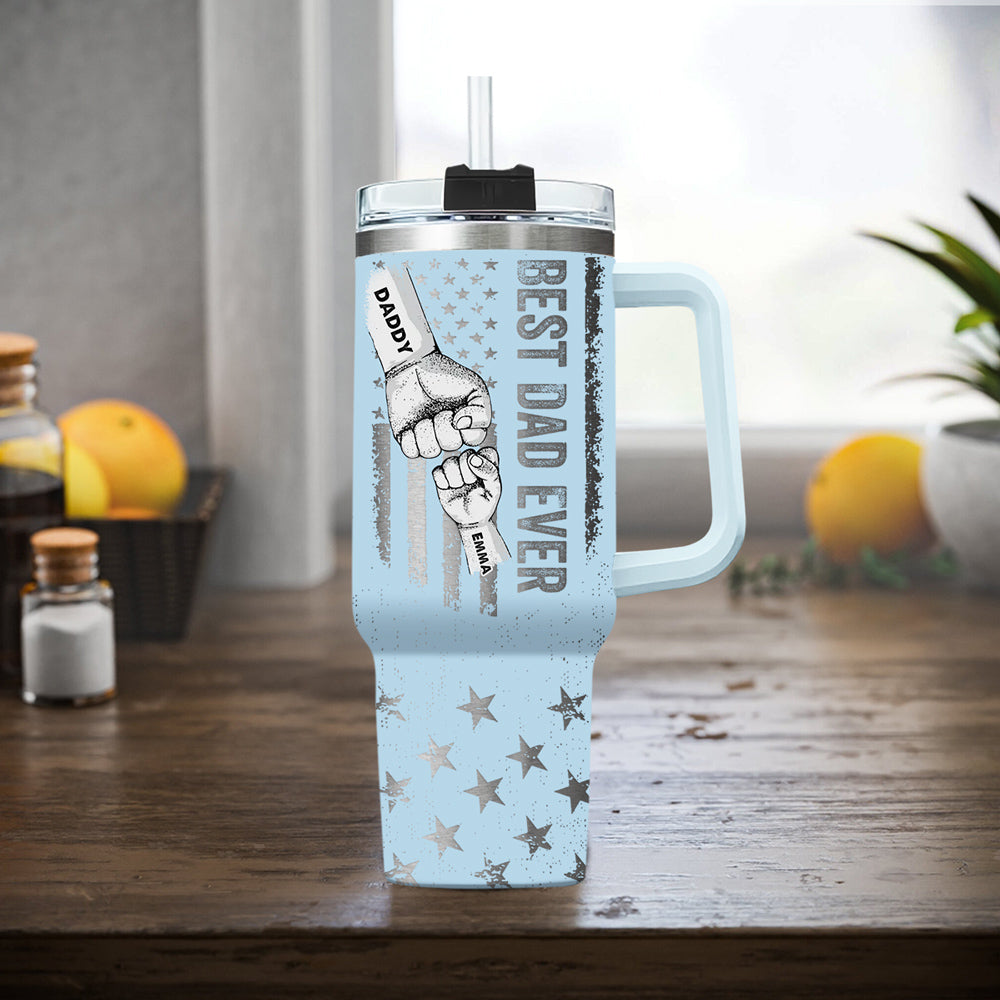 Custom Father's Day Birthday Gifts For Dad • Best Dad - Personalized Engraved 40oz Tumbler With Handle