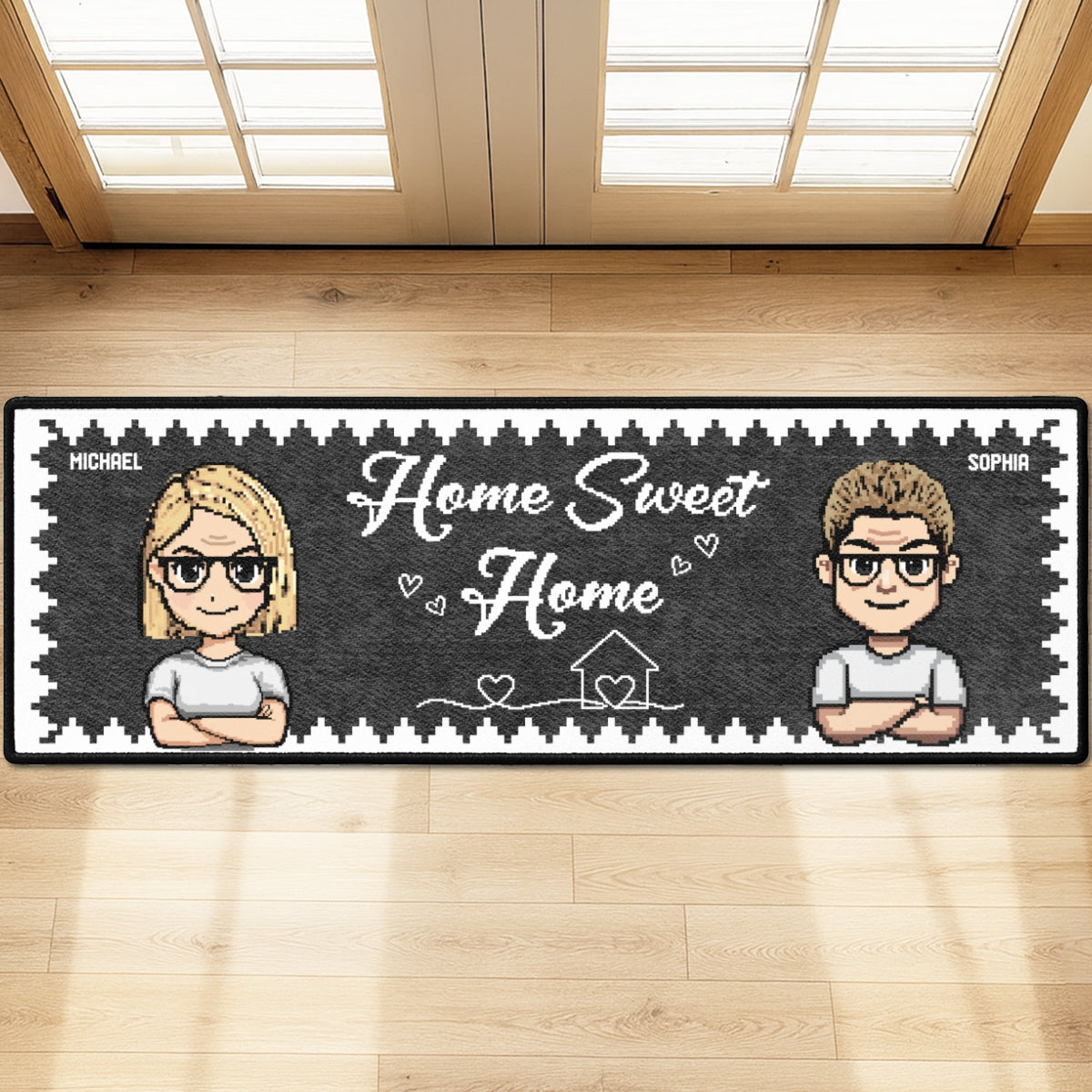 Custom Family Name Rug, Housewarming Birthday Gift For Family Members • Home Sweet Home - Personalized Runner Rug