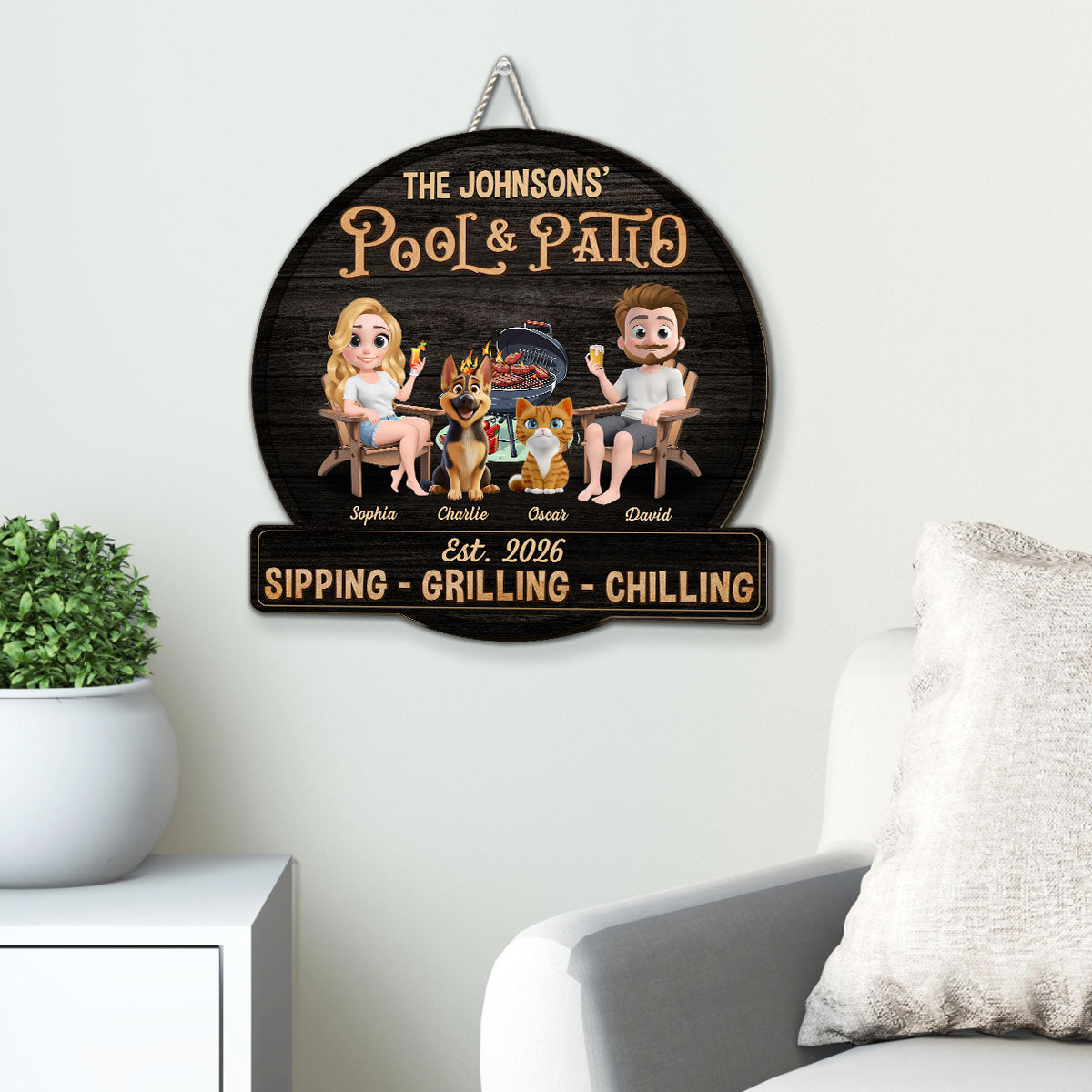 Custom Home & Wall Decor, Birthday & Christmas Gift • We At Pool And Patio With Pet - Personalized Wood Sign