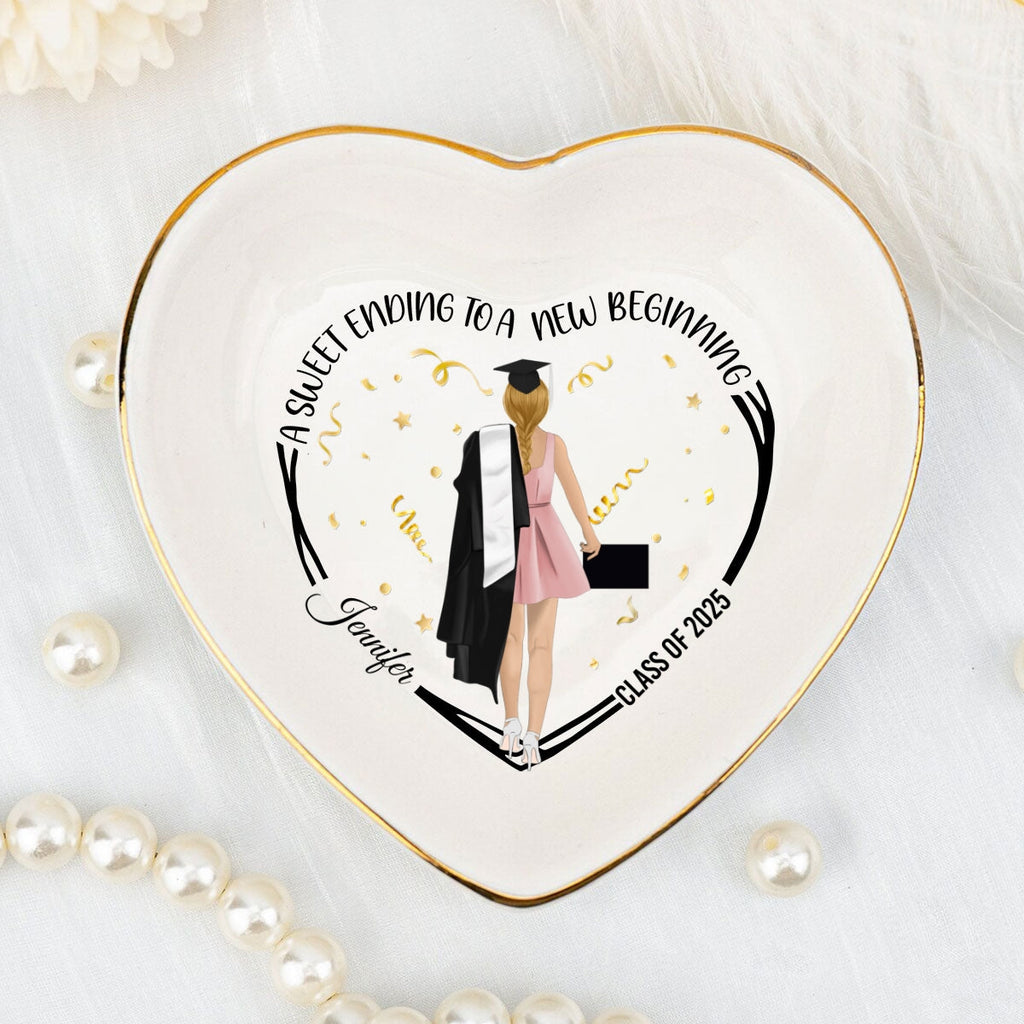 Custom Class of 2026 Trinket Dish, Graduation Gift For Her • A Sweet Ending - Personalized Jewelry Dish