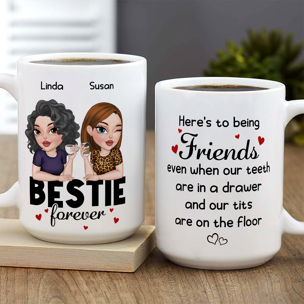 Custom Best Friend, Christmas & Birthday Friendship Keepsake Gift • Here Is To Being Friends - Personalized Coffee Mug