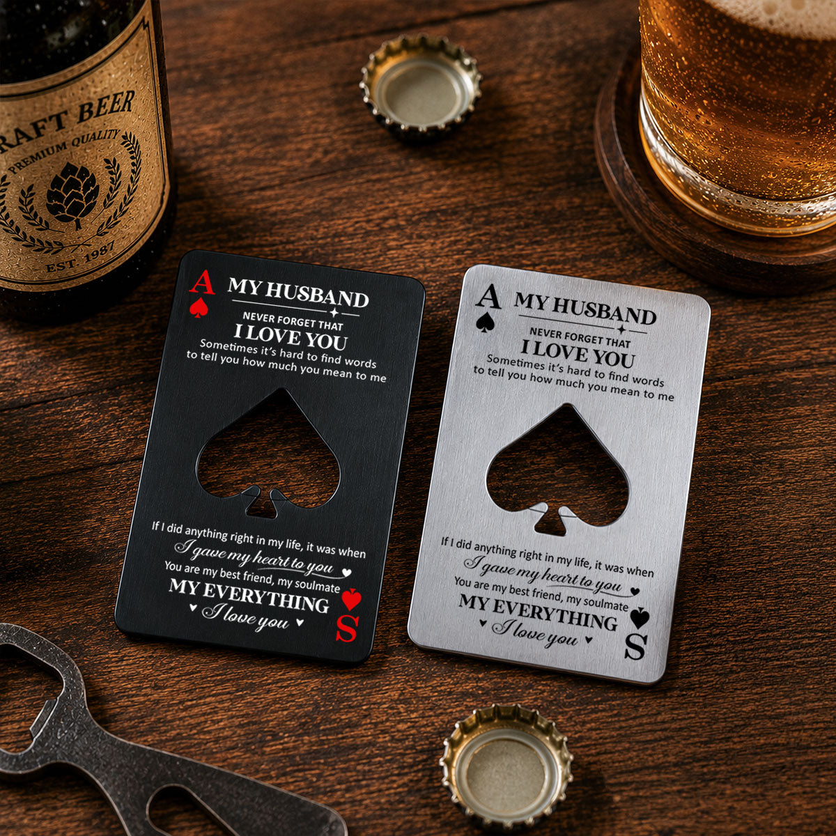 My Husband - Personalized Ace Of Spades Bottle Opener