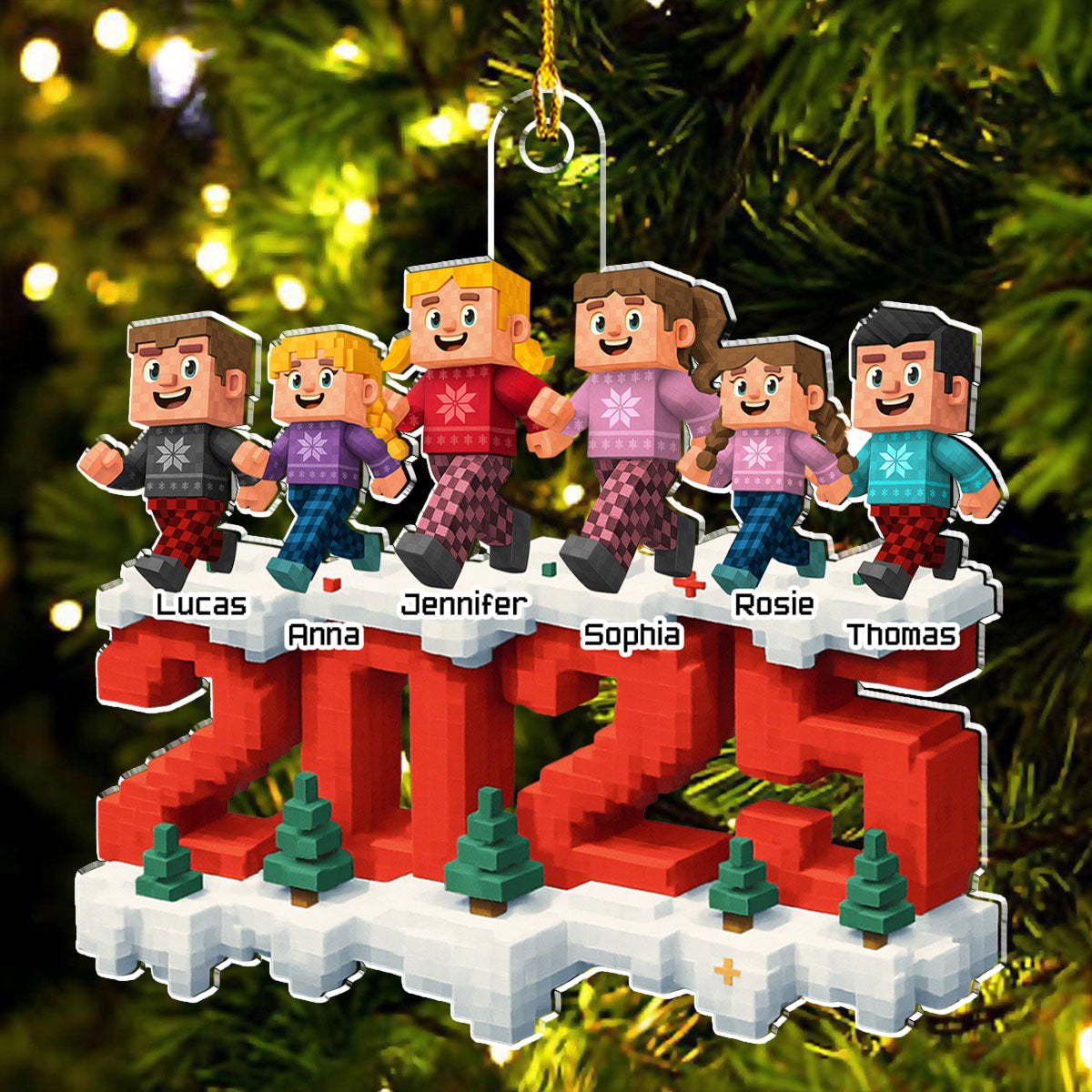 Custom Couple Christmas Ornament, Anniversary Gift •  Together In This Year - Personalized 3D Effect Acrylic Ornament