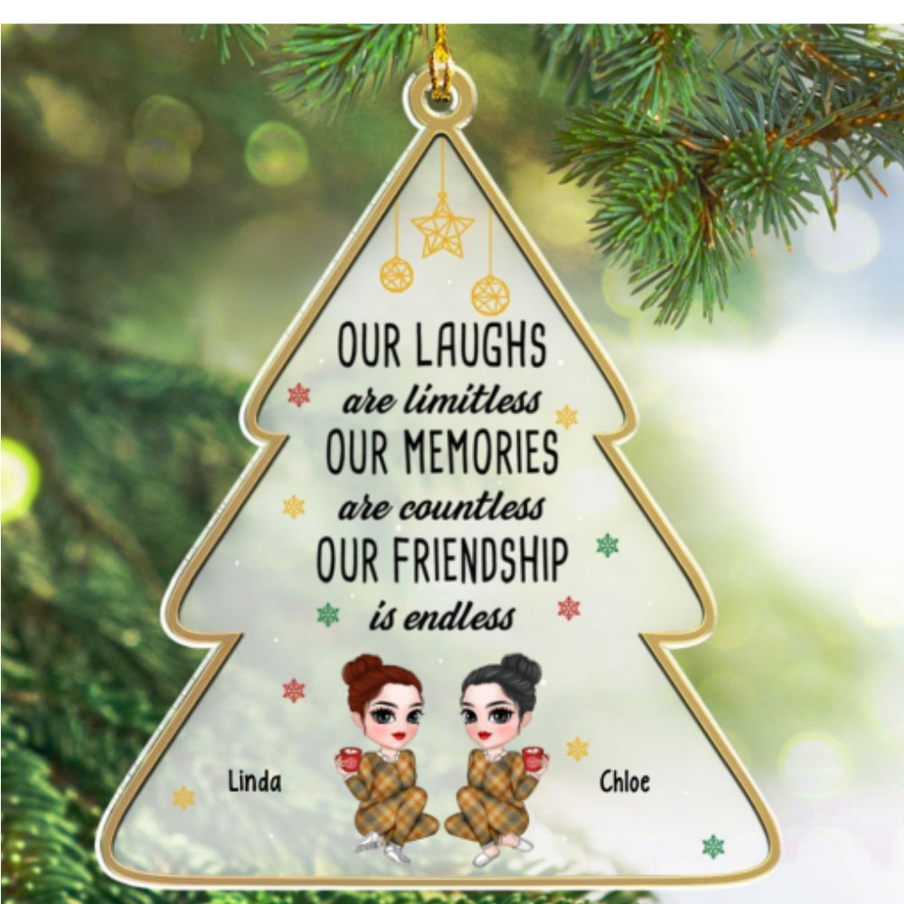 Custom Friendship Christmas Ornament, Best Friend Gift •  Not Just Friends - Personalized Acrylic Ornament