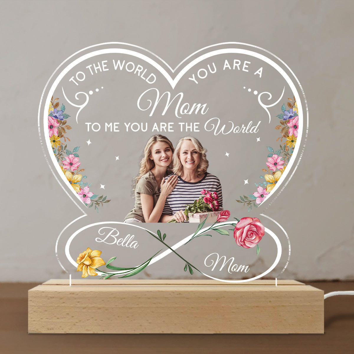 Custom Photo Mother's Day Gift for Mom Grandma • Awesome Mom - Personalized LED Light