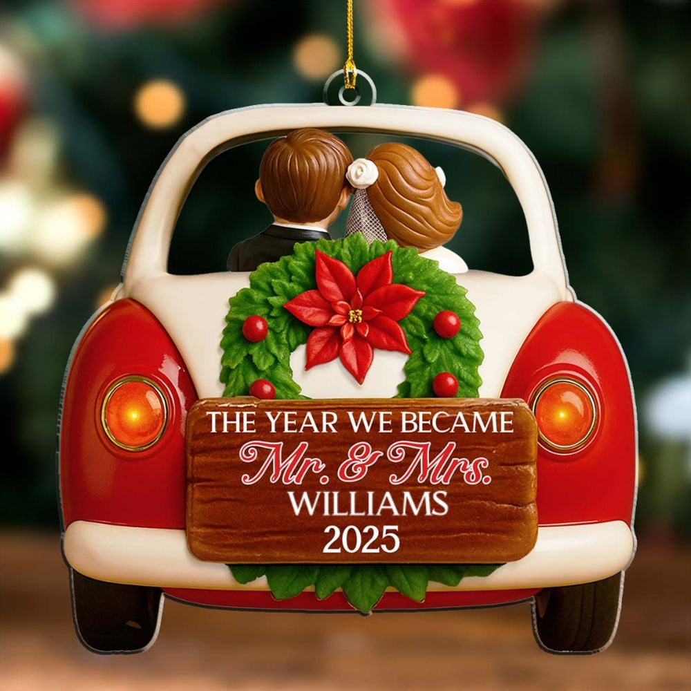 Custom First Christmas Ornament Married, Gift for Newlyweds •  The Year We Became Forever - Personalized Acrylic Ornament