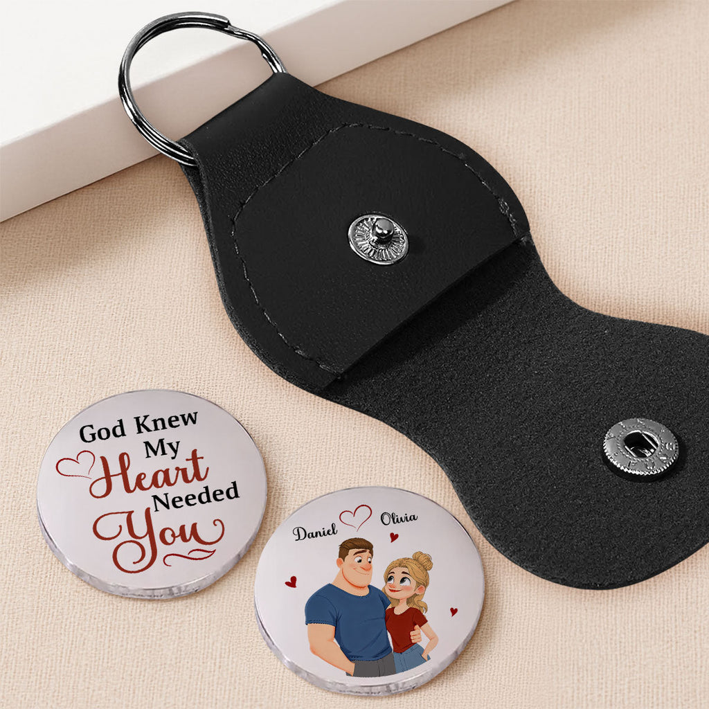 Custom Coin Keychain for Husband, Couple Anniversary Valentine's Day Gifts • My Heart Needs You - Personalized Pocket Hug