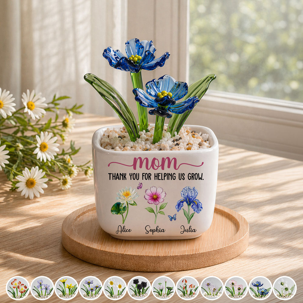 Thank You For Helping Me Grow - Personalized Glass Birth Month Flower