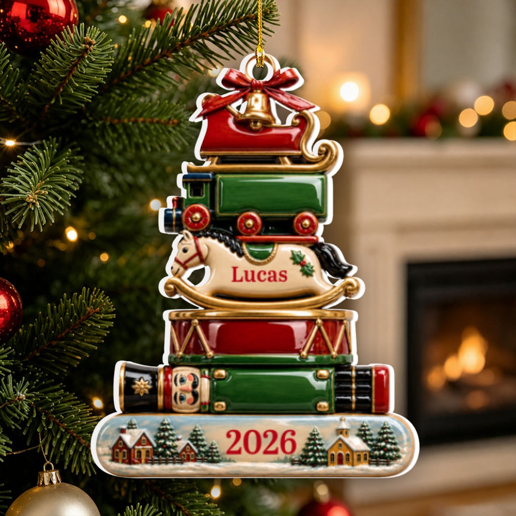Custom Family Ornament, Christmas Gift for Family Members •  Family 2026 - Personalized 3D White Acrylic Ornament