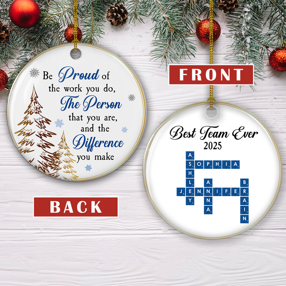 Custom Coworker Christmas Ornament, Team Appreciation Gift •  Best Team Ever 2025 - Personalized Ceramic Ornament