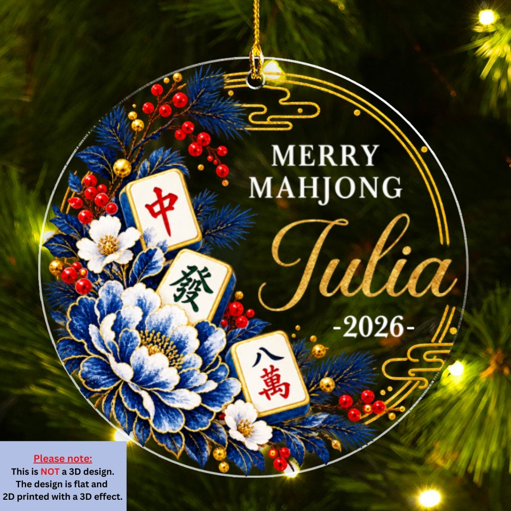 Custom Friendship Christmas Ornament, Best Friend Gift •  Mahjong Christmas - Personalized Acrylic Ornament