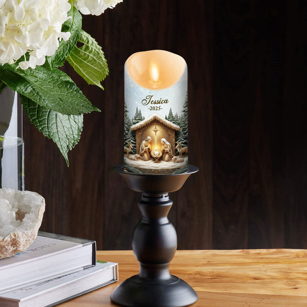Nativity Christmas - Personalized LED Candle