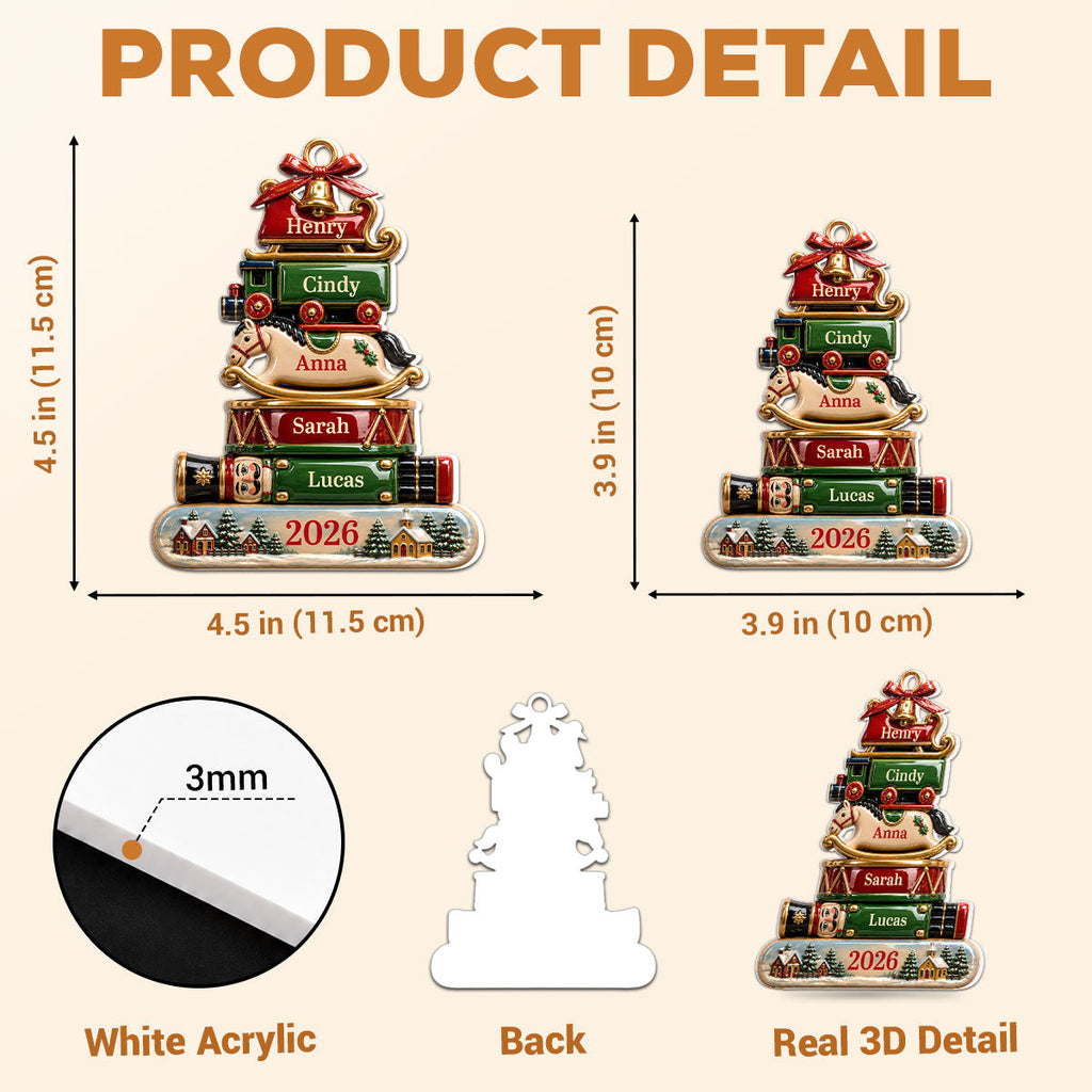 Custom Family Ornament, Christmas Gift for Family Members •  Family 2026 - Personalized 3D White Acrylic Ornament
