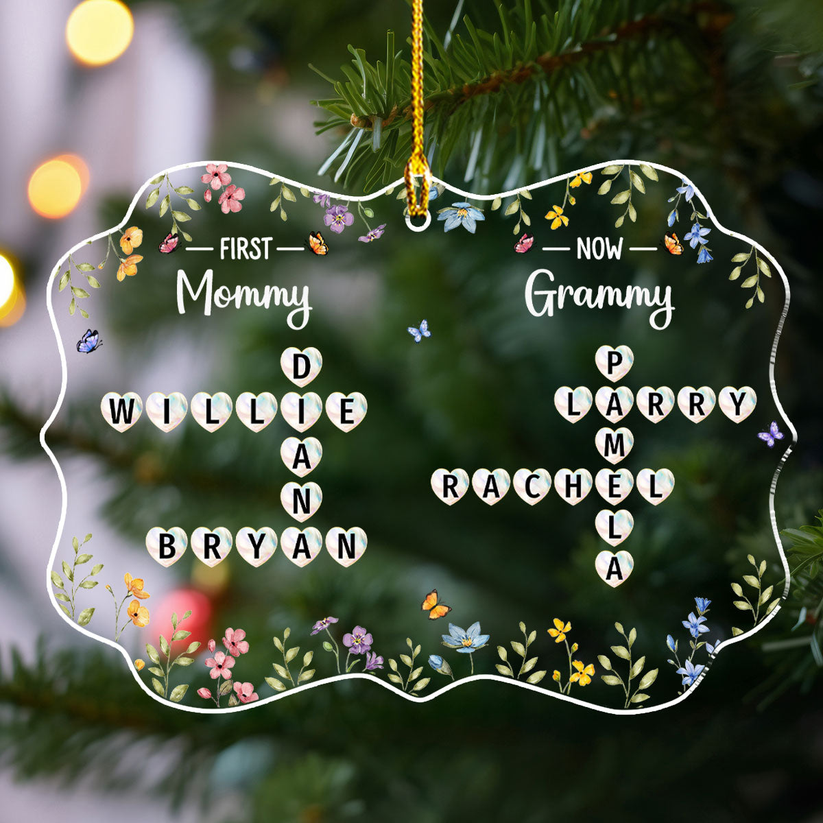 Custom Family Ornament, Christmas Gift for Family Members •  From Mom To Grandma Crossword - Personalized Acrylic Ornament