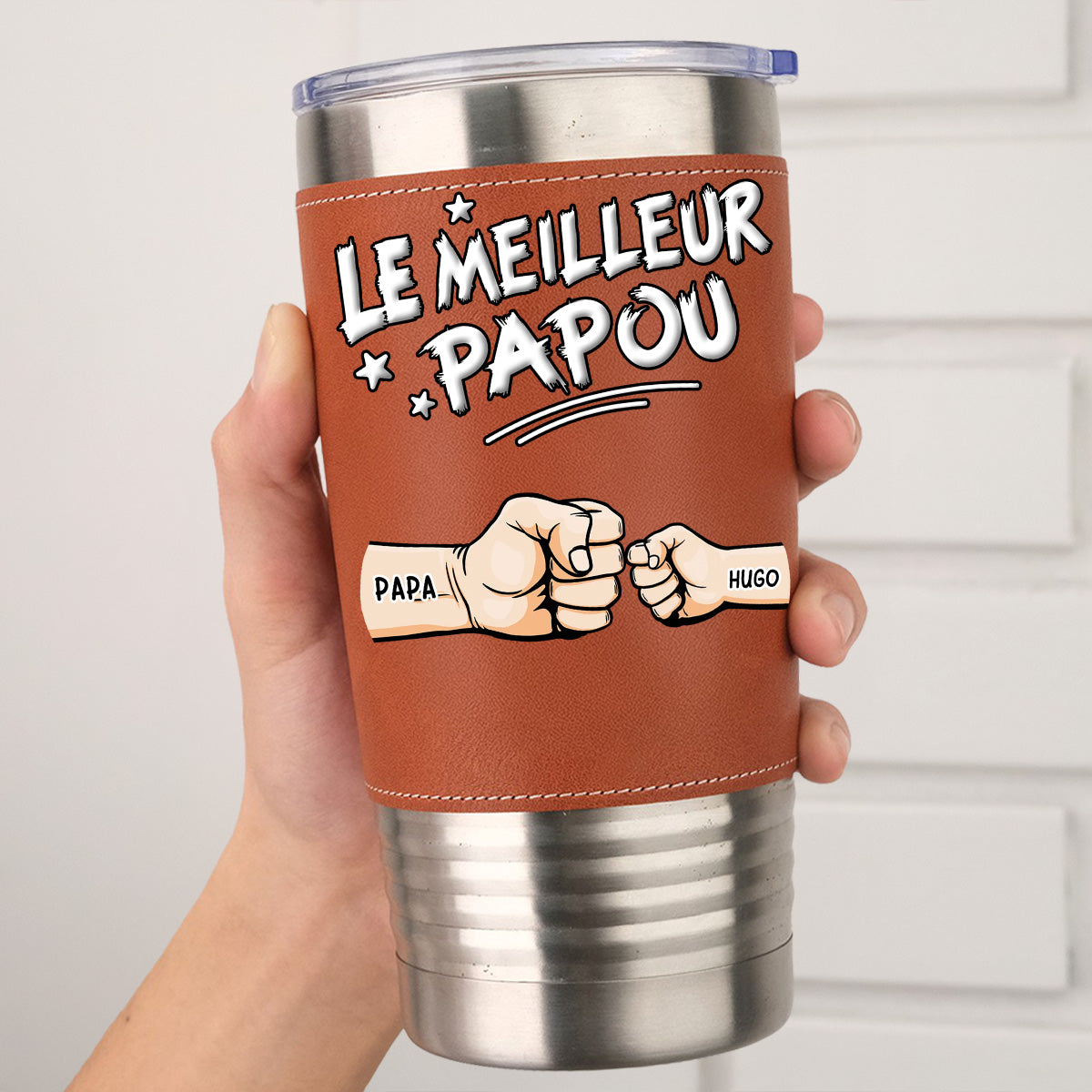 Custom Father's Day Birthday Gifts For Dad • Meilleur Papa - Gobelet En Cuir Personnalisé