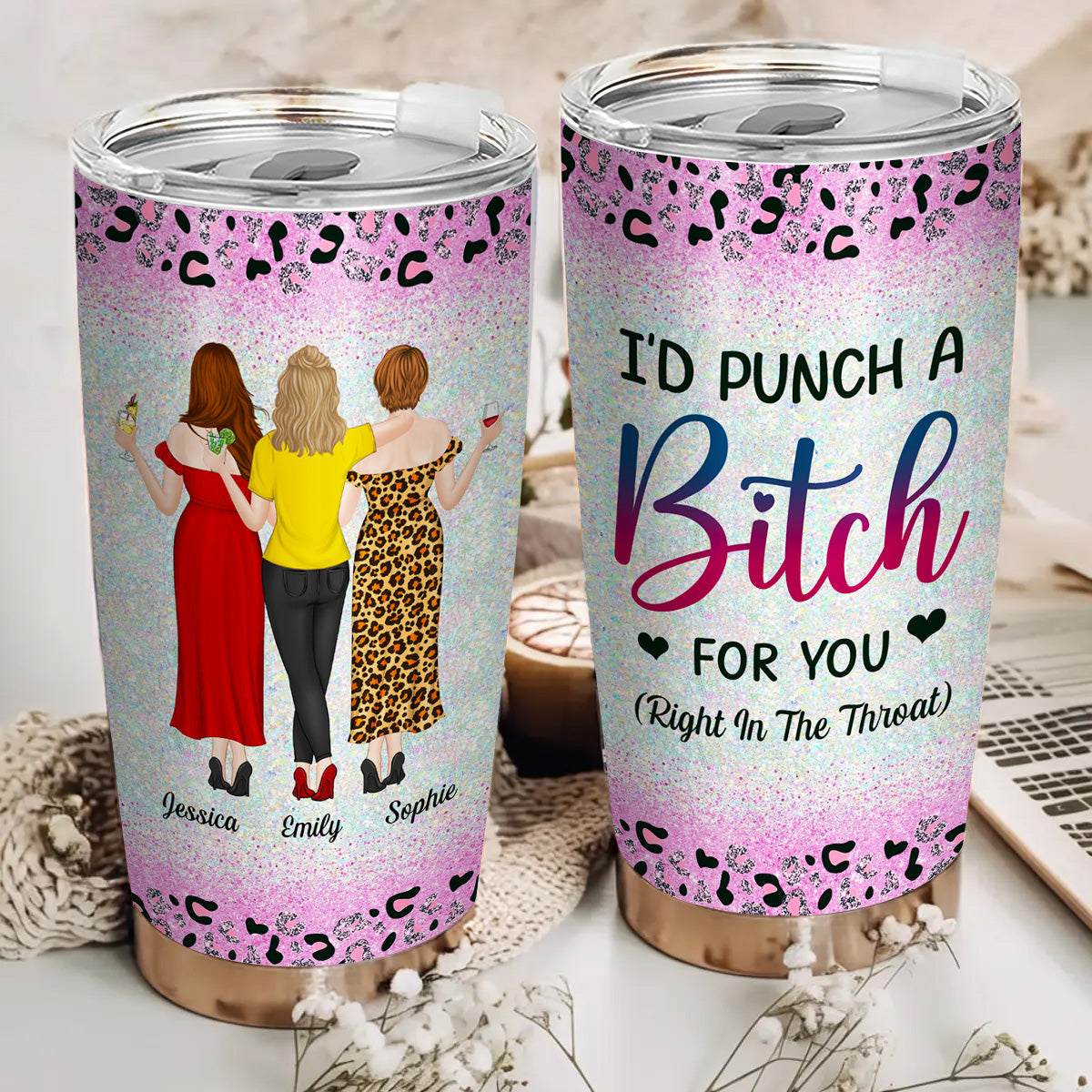 Custom Christmas Birthday Gifts For Best Friend • Punch A Bitch - Personalized Tumbler